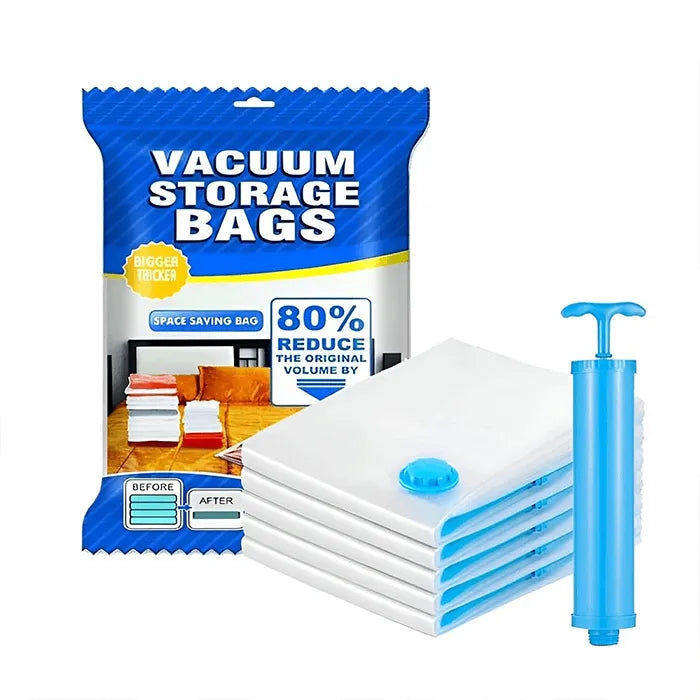 5 Pcs Large Reusable Vacuum Storage Bags with Pump
