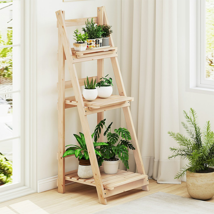 3 Tier Foldable Wooden Indoor Plant Stand