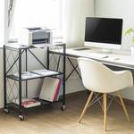 Multi Tier Kitchen Foldable Storage Rack with Movable Wheels – Black