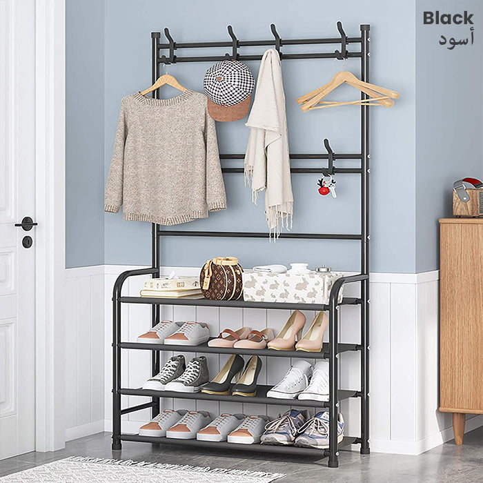 3-in-1 Multifunctional Hall Tree Shoe Organizer Rack
