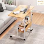 Adjustable Overbed Laptop Computer Desk with Bottom Shelf