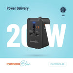 Porodo Blue Dual Port Universal Charger – Black