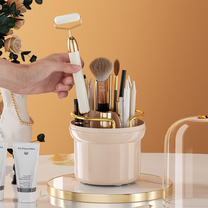 360°Rotating Large Capacity Makeup Brush Holder With Lid