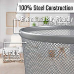 Round Metal Mesh Trashcan for Home & Office