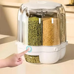Rotating Rice Dispenser 6-Grids Rice Cereal Grains Storage Container