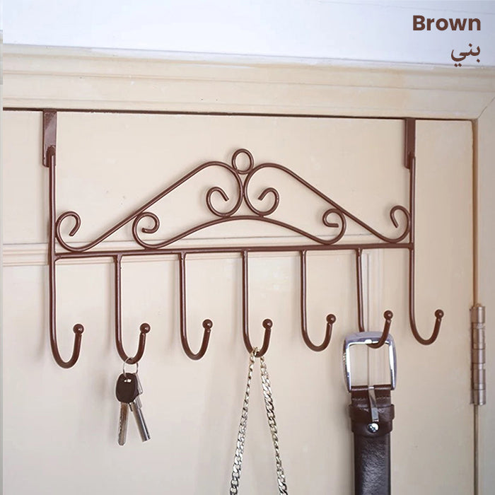 Space Saving Stainless Steel 7 Hook Door Hanger