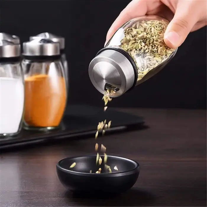 360° Rotating Spice Rack Set with Glass Jars