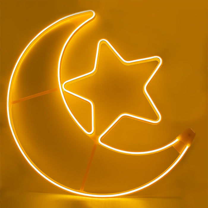 Large Crescent Ramadan Moon & Star Light