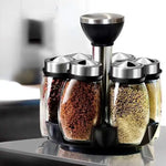 360° Rotating Spice Rack Set with Glass Jars