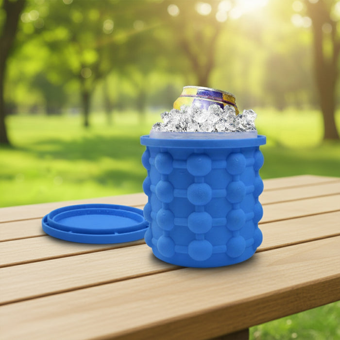 Portable Reusable Silicon Ice Mould Bucket Tray With Lid