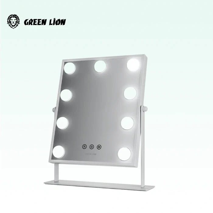 Green Lion Glam Shine Makeup Mirror With LED Lights – White