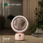 Green Lion Makeup Mirror Fan- Pink