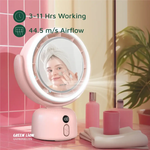 Green Lion Makeup Mirror Fan- Pink