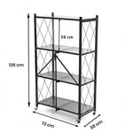 Multi Tier Kitchen Foldable Storage Rack with Movable Wheels – Black
