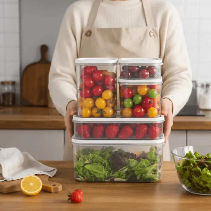 5 Pcs Plastic Food Storage Container Set with Lids