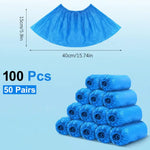 100 Pcs Waterproof Plastic Disposable Shoe Cover