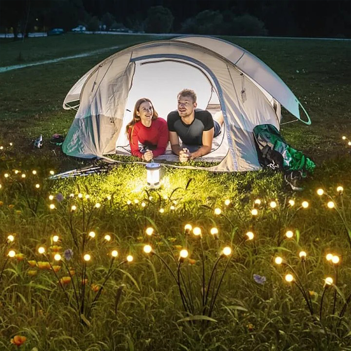 2 Pcs Solar Waterproof Outdoor LED Firefly Garden Decor Light