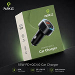PARKIZ 55W Fast Charging Dual Port Car Charger Adapter