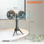 Porodo Lifestyle Dual-Head Oscillating Fan – Black
