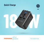 Porodo Blue Dual Port Universal Charger – Black