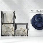 Collapsible Folding Portable Mesh Laundry Basket Bag with Handles