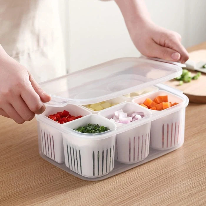 6- Grids Useful Refrigerator Food Fresh-keeping Storage Box