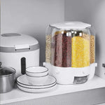 Rotating Rice Dispenser 6-Grids Rice Cereal Grains Storage Container