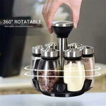360° Rotating Spice Rack Set with Glass Jars