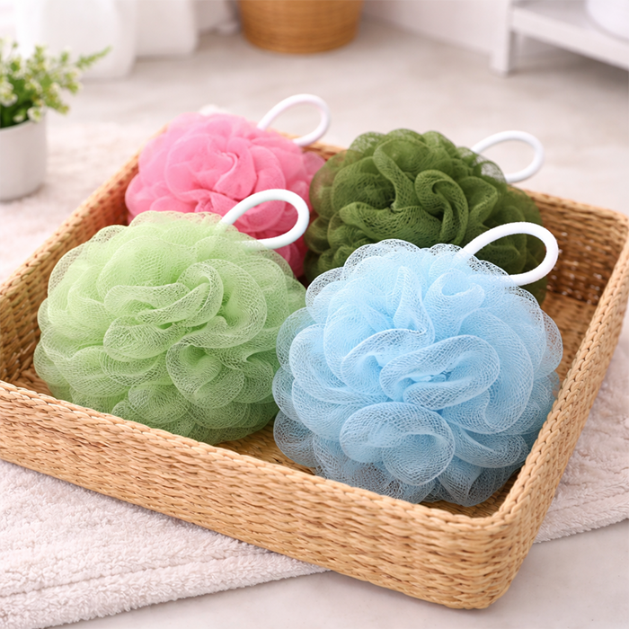 4 Pcs Bath Loofah Sponge Set – Soft Mesh Body Scrubber Shower Sponge