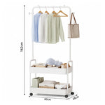 Multifunctional Rolling Clothes Rack with 2-Tier Storage Shelves
