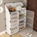Multi- Layer Plastic Dustproof Shoe Rack With Organizer Shelf