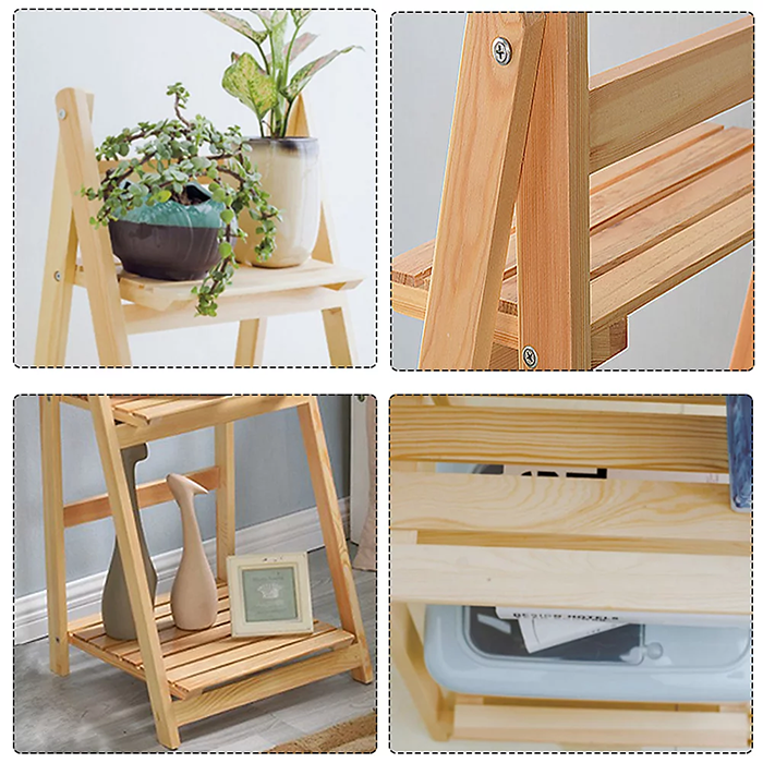 3 Tier Foldable Wooden Indoor Plant Stand