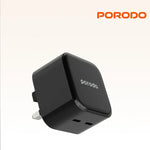 Porodo Super-Fast Dual USB-C Wall Charger PD 35W UK – Black