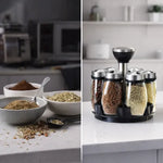 360° Rotating Spice Rack Set with Glass Jars